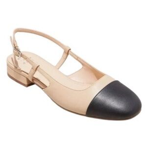 A New Day Maxine sling backs ballet cap toe flats Tan Black 9.5